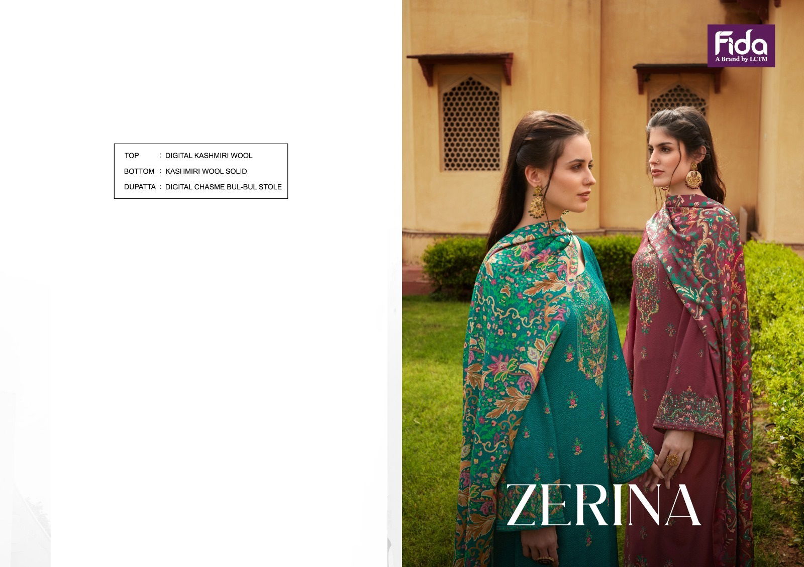 Zerina By Fida Kashmiri Wool Printed Dress Material